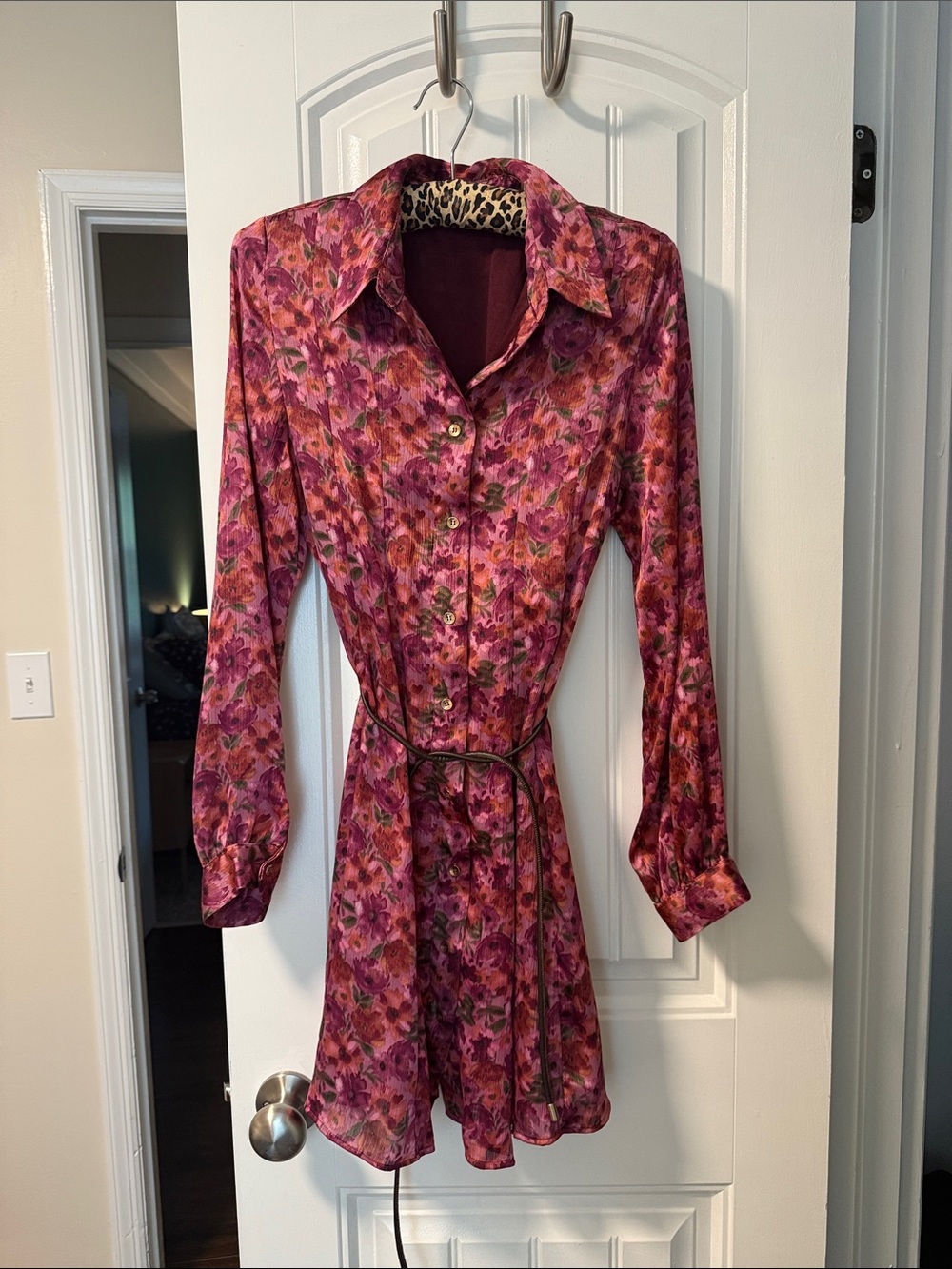 zara shirt dress floral satin finish